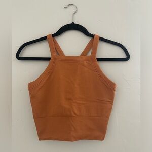 Athleta Aurora Seamless High Neck V Back Tank-Sunbaked Clay